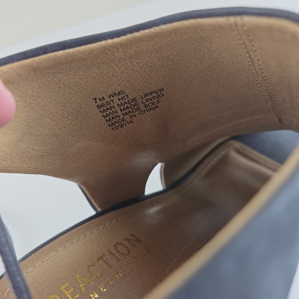 Kenneth Cole Reaction Best Hit Peep Toe Block Heel Calf Lace Sandals Blue Wmns 7 - Picture 13 of 13